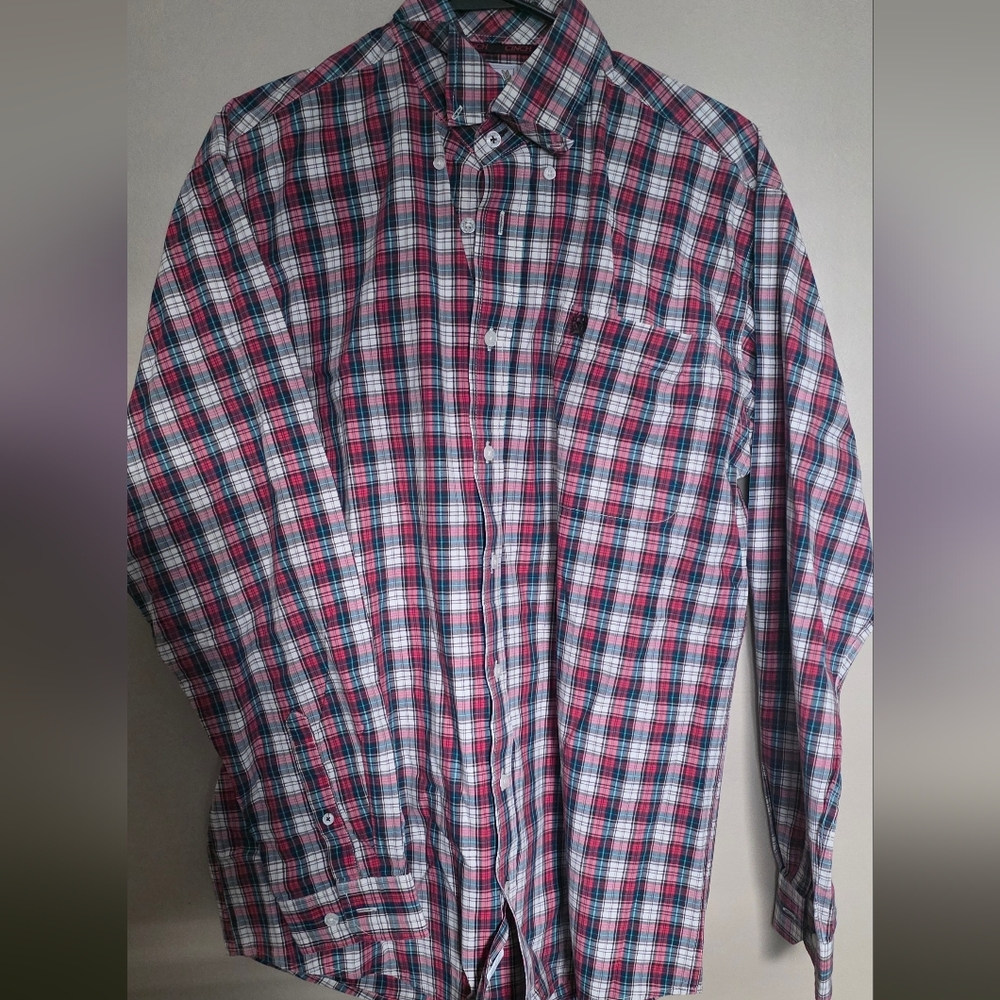 Men's Red and Blue Plaid Shirt